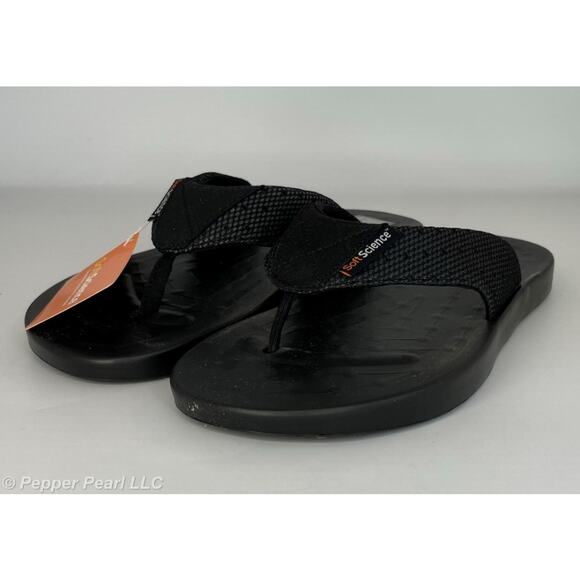 Flip Flops Thong Sandals Men's Black Mesh Size 8 Women's Size 10 - Picture 2 of 8